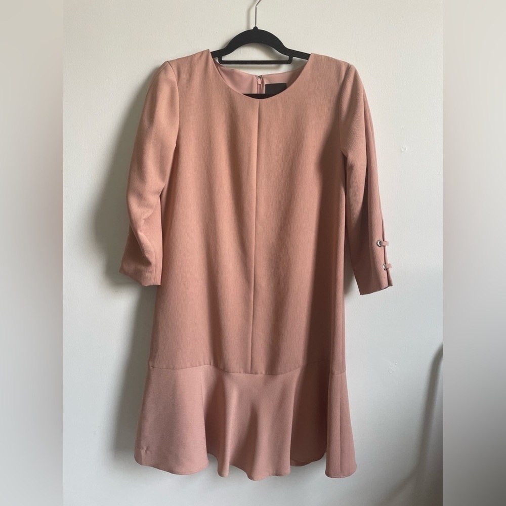 Alex Marie Marian Flounced Shift Dress Peach Parfait Sz 6 Crepe Business Formal